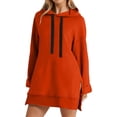 thumbnail image 1 of Yigetop Hoodie Dress for Women, Women's Hoodie Sweatshirt Dress Knee Length Long Pullover Tops Split Hoodies Fall Winter Plush Sweater Women's Hoodies Red2 2XL, 1 of 1