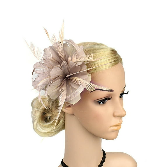 Yigetop Hot Pink Feather Fascinators Womens Flower Hat for Cocktail Ball Wedding Headband Hot Sale Hairband