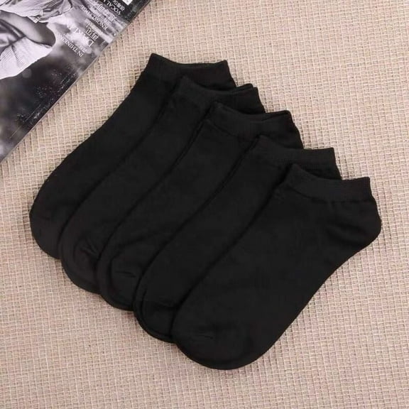 Yigetop Hot Sale Black Sports Socks, 5Pairs, Men'S, Women's Half Socks, Short, Breathable