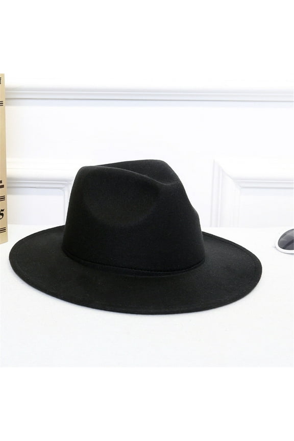 Hot Sale Black Women's Crushable Wool Felt Outback Hat Panama Hat Wide Brim