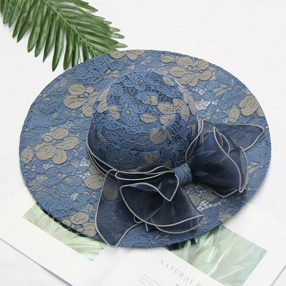 Yigetop Hot Sale Navy Women's Organza Church Fascinator Bridal Tea Party Wedding Hat