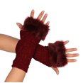 thumbnail image 1 of Yigetop Knit Gloves Women's Autumn and Winter Butterfly Pattern Plus Wool Knitting Half Finger Warm Fingerless Gloves for Women A A, 1 of 3