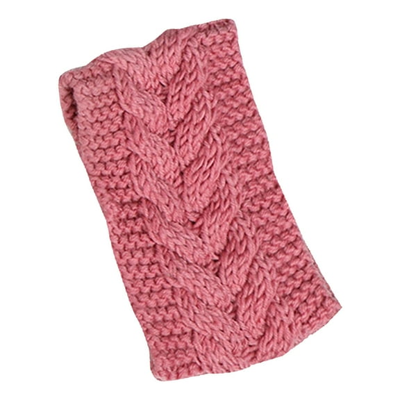 Yigetop Knit Headband Solid Knitting Wool Empty Top Pullover Hat Hair Band Autumn and Winter Warm European and Temperament Hair Band Headdress Winter Headband Pink One Size