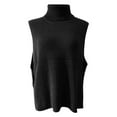 thumbnail image 1 of Yigetop Knit Vest for Women Ladies' Solid Color Knit Turtleneck Pullover Loose Sleeveless Vest Sweater Vest Women Black S, 1 of 5