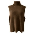 thumbnail image 1 of Yigetop Knit Vest for Women Ladies' Solid Color Knit Turtleneck Pullover Loose Sleeveless Vest Sweater Vest Women Coffee S, 1 of 5