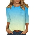 thumbnail image 1 of Yigetop Ladies Blouses 3/4 Length Sleeve Womens Tops Casual Loose Fit Crewneck T Shirts Cute Solid Three Quarter Length Tunic Tops Elbow Sleeve Tops Women Sky Blue M, 1 of 5