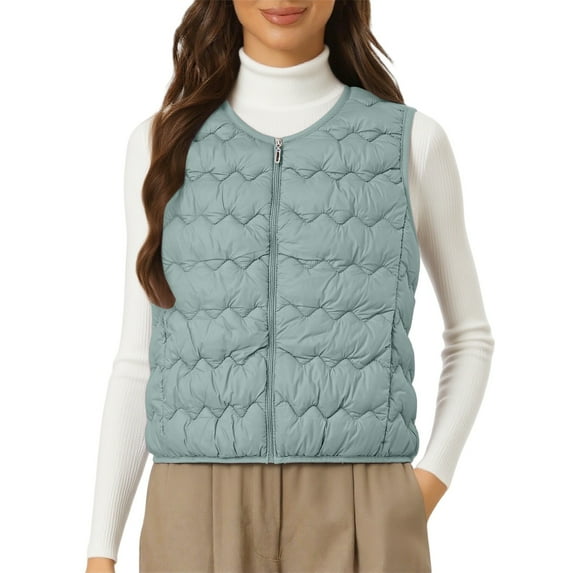 Yigetop Ladies Vests, Women's Lightweight Single Breasted Cotton Vest Autumn and Winter Short Wavy Jacket Vest Lightweight Vests for Women Light Green XL