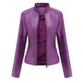 thumbnail image 1 of Yigetop Leather Jacket Women Womens Leather Jacket Long Sleeve Leather Coats Motorcycle Outwear Jackets Suede Jacket Women Purple 5XL, 1 of 1