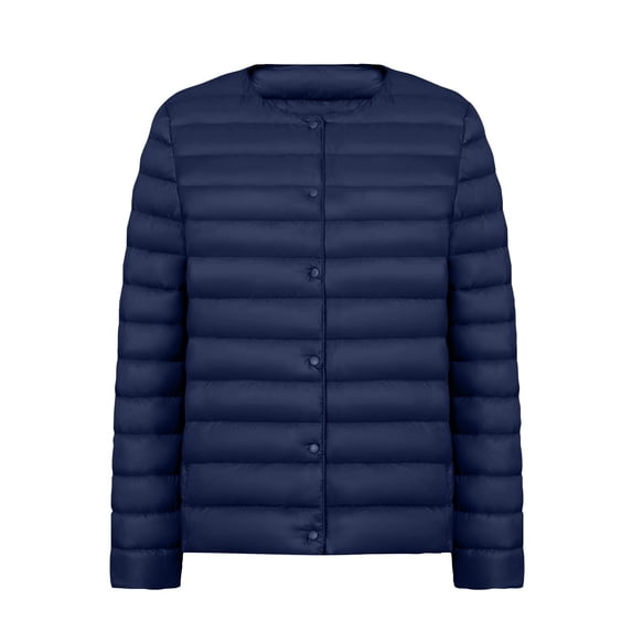 Yigetop Lightweight Jacket Women Women's V Neck Round Neck Thin Lightweight Pure Color Simple White Duck Down Female Light Down Jacket Womens Puffer Jacket Blue 4XL