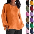 thumbnail image 1 of Yigetop Linen Shirts for Women Linen Shirts for Women 2025 Trendy Long Sleeve Summer Tops Casual Loose Tshirts Basic Tees Women's Linen Shirt orange L, 1 of 5