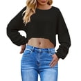 thumbnail image 1 of Yigetop Long Sleeve Crop Tops for Women, Womens Winter Clothes Fashion Round Neck Solid Color Long Sleeve Tops for Women Crop Lightweight Work Shirts Oversized Crop Tops for Women Black M, 1 of 6
