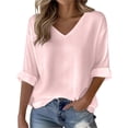 thumbnail image 1 of Yigetop Long Sleeve Shirts for Women, Women Long Sleeve Tops Casual V Neck Tshirts Basics Tee 2025 Fall Trendy Clothes Womens Long Sleeve T Shirts Pink 2XL, 1 of 6