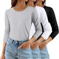 thumbnail image 1 of Yigetop Long Sleeve Undershirt for Women, Women's Long Sleeve Basic Shirts for Women Stretch Tight Fitted Thermal Shirts Fashion Tops 3 Pack Womens Long Sleeve T Shirts Grey 2XL, 1 of 3