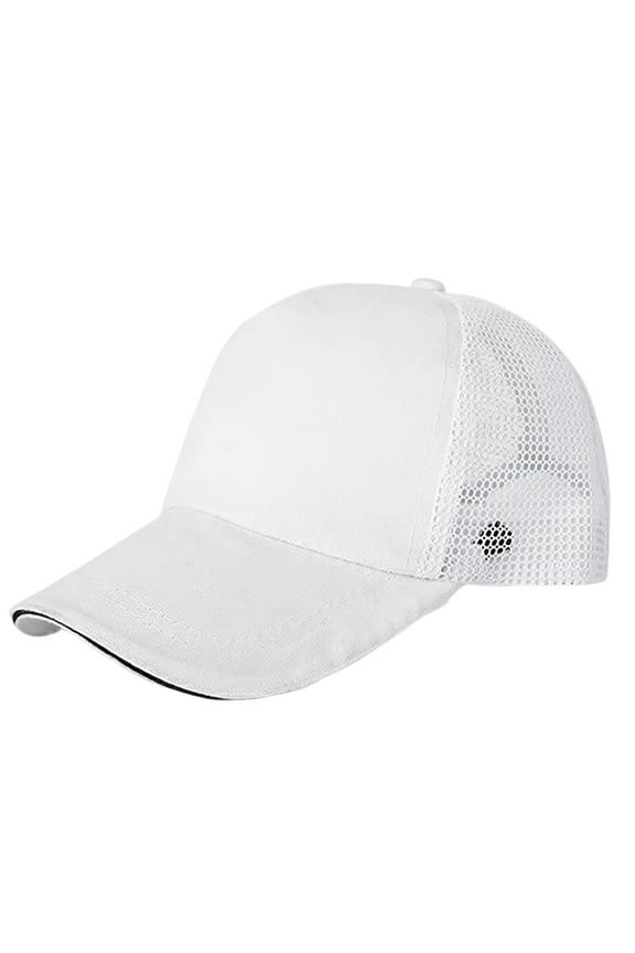 Men's Hats & Caps Children's Solid Color Net Cap Student's Baseball Cap Sun Visor Cap Peaked Cap Hats for Men White one Size