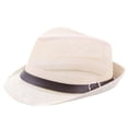 thumbnail image 1 of Yigetop Mens Fedora Hats, Unisex Trilby Gangster Cap Beach Sun Straw Hat Band Sunhat Fedora Hats for Men Beige One Size, 1 of 1