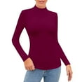 thumbnail image 1 of Yigetop Mock Neck Long Sleeve Tops for Women, Women’S Long Sleeve Sleeveless Mock Turtle Neck Tops Basic Stretchy Underwear Layer Tee Shirts Under Shirts for Women Wine XL, 1 of 4