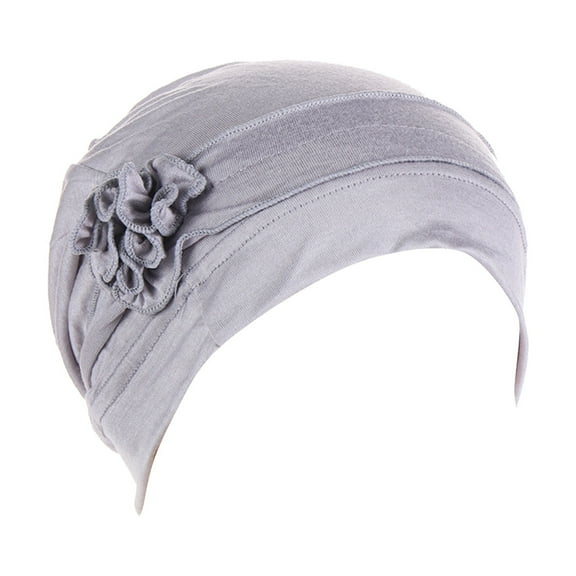 Yigetop Modal Hijab Women Splicing Model Hat Beading Hat Muslim Ruffle Cancer Chemo Hat Wrap Cap Muslim Head Scarf for Women Grey S