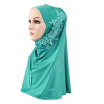 Yigetop Muslim Scarf for Women, Hijab Double Loop Slip on Scarf Pull Over Crepe Convenient Shawl Headscarf Hijab Scarf for Women Blue One Size