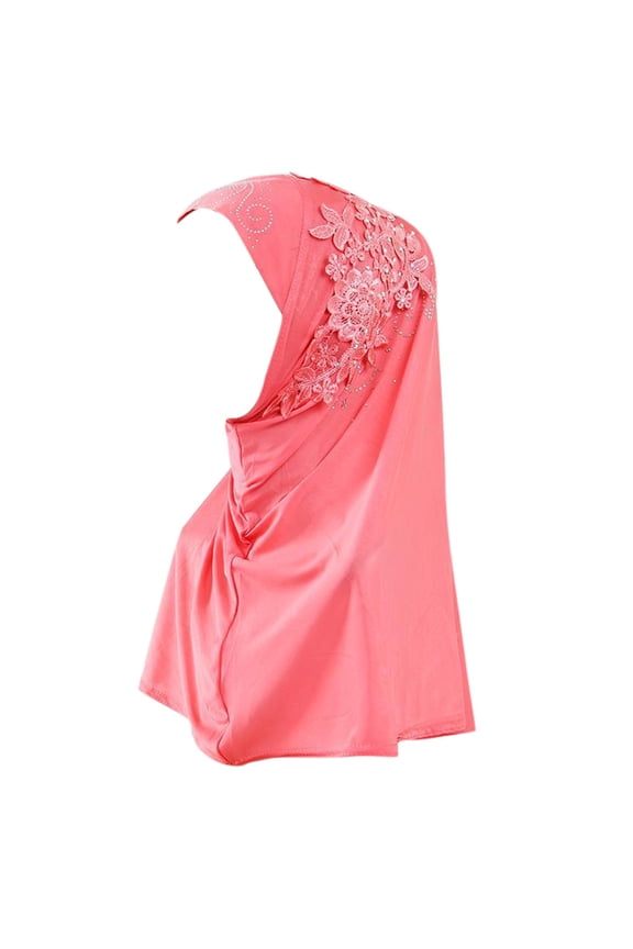 Muslim Scarf for Women, Hijab Double Loop Slip on Scarf Pull Over Crepe Convenient Shawl Headscarf Hijab Scarf for Women Wine Red One Size