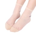 thumbnail image 1 of Yigetop No Show Socks 1 Pairs Women's Ballerina Socks Solid Cute Embroidery Socks Lace Splice Silk Stockings Boat Socks Ankle Socks Beige one Size, 1 of 4