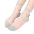 thumbnail image 1 of Yigetop No Show Socks 1 Pairs Women's Ballerina Socks Solid Cute Embroidery Socks Lace Splice Silk Stockings Boat Socks Ankle Socks Grey one Size, 1 of 4