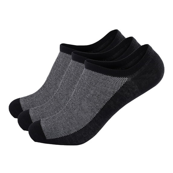 Yigetop No Show Socks 3 Pairs of Men's Solid Color Sports Casual Breathable Comfortable Short Tube Large Boat Socks Ankle Socks Black L