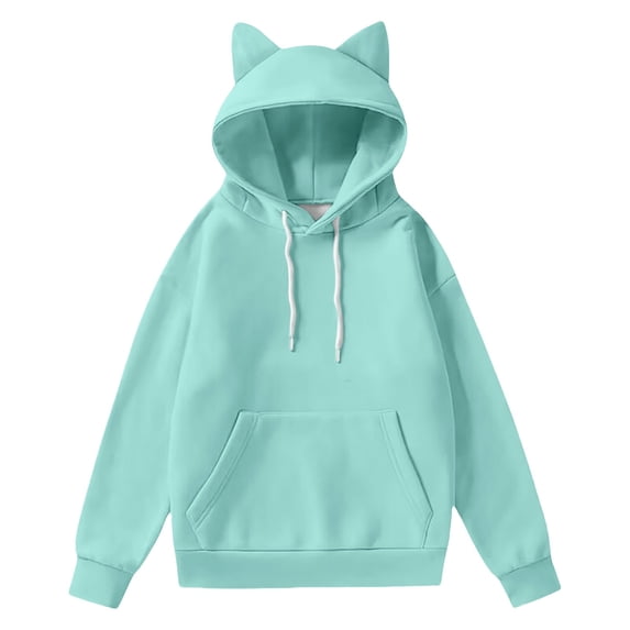 Yigetop Oversized Hoodie, Oversized Hoodies for Women Y2K Cute Cat Ear Pullover Loose Fit Long Sleeve Ear Sweatshirt with Pockets Hoodies Y2K Green S