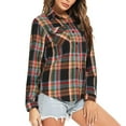 thumbnail image 1 of Yigetop Plaid Shirts for Women Plaid Shirts for Women Long Sleeve Button Down Christmas Fall Jacket Shirts for Women Black L, 1 of 7