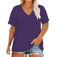 thumbnail image 1 of Yigetop Plus Size Tshirts Plus Size V Neck T Shirts Women Short Sleeve Tops Casual Summer Tshirts Loose Fit Tee Womens Plus Size T Shirts Purple 3XL, 1 of 5