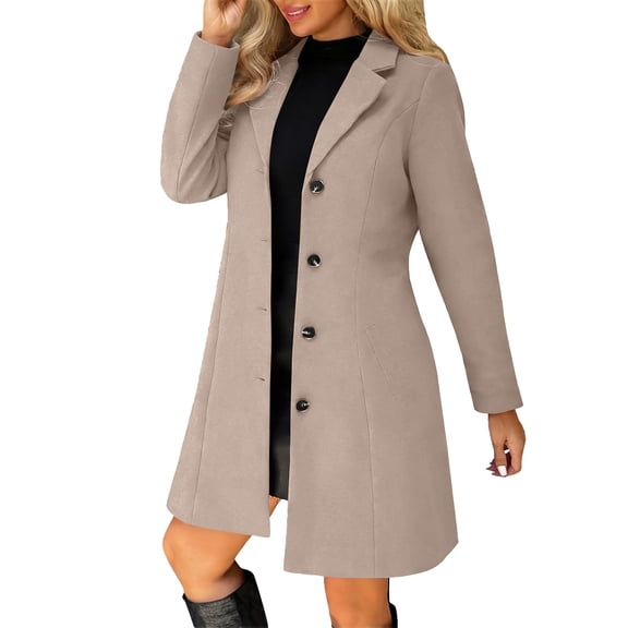 Yigetop Plus Size Womens Coat Coats for Women Wool Blend Thicken Stand Collar Single Breasted Trench Coat Fashion A Line Fall Winter Jackets Womens Dress Coats Winter Pink 2XL