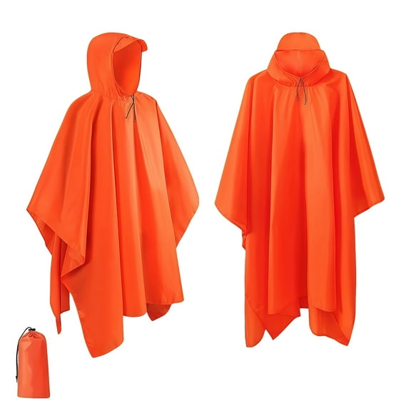 Yigetop Ponchos for Women, Hooded Portable Rain Poncho for Hiking Camping Fishing Ponchos Adult orange A