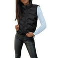 thumbnail image 1 of Yigetop Puffy Vest Women Women's Solid Color Sleeveless Short Jacket with Stand Collar Lightweight Zip Quilted Vest for Women Women's Puffer Vest Black 2XL, 1 of 1