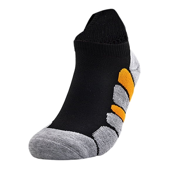 Yigetop Running Compression Socks Daily Leisure Simple Solid Color Towel Bottom Thickened Cushioning Sweat Absorption and Breathable Running Short Socks Workout Socks Men Black One Size
