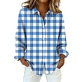 thumbnail image 1 of Yigetop Shirts for Women, Women's Fashion Casual Printed Button Long Sleeve Shirts Tops Work Tops for Women Blue M, 1 of 1
