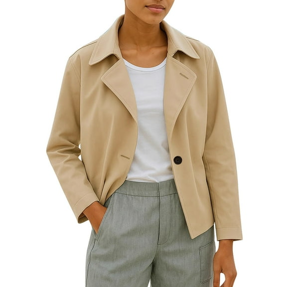 Yigetop Short Blazers for Women, Suit Jackets for Women Open Front Work Lightweight Coats Spring Summer Cardigan Suits Short Jackets for Women Trendy Beige L