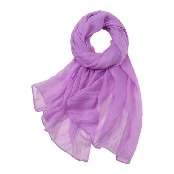 Summer Scarf! Yigetop Women Summer Casual Colorful Multicolor Solid Color Chiffon Thin Regular Silk Scarf Sunscreen Scarf Summer Scarf for Women Lightweight Purple One Size
