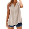 thumbnail image 1 of Yigetop Sleeveless Button Down Shirts for Women, Cotton Linen Shirts for Women Sleeveless Collared Tops Oversized Up Blouses Work Shirts Casual Summer Tshirt Sleeveless Work Blouses for Women Beige L, 1 of 10