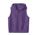 thumbnail image 1 of Yigetop Sleeveless Hoodies for Women, Women's Vest Women's Leisure Loose and Versatile Thin Sleeveless Cardigan Zipper Sweater Sleeveless Hooded Tank Top Women Purple 3XL, 1 of 7