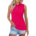 thumbnail image 1 of Yigetop Sleeveless Polo Shirts for Women, Shirts for Women 2025 Summer Button Down Collared Sleeveless Tops Business Work Casual Basic Blouses Golf Shirts for Woman Hot Pink 3XL, 1 of 6