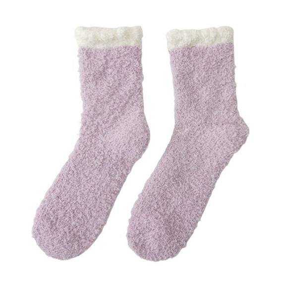Yigetop Socks for Women Fuzzy Socks for Women with Grips Plush Fuzzy Socks Sleep Cozy Socks Sleep Socks Winter Soft Fluffy Sock Gifts for Women Purple One Size