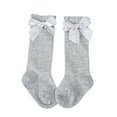 thumbnail image 1 of Yigetop Socks for Women New Kids Toddlers Girls Big Bow Knee High Long Soft Cotton Lace Socks Kids Cute Crew Socks for Women Grey One Size, 1 of 6