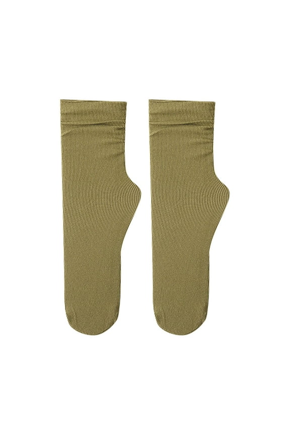 Socks for Women Women's Summer and Autumn Thin Ice Socks Solid Simple Ice Silk Socks Mid Tube Socks Crew Socks for Women Army Green A