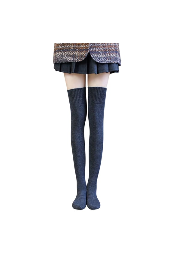 Socks for Women Women's Thickened Warm Knee Socks Thick Socks Thigh High Tube Plush Stockings Boot Socks for Women Dark Gray One Size