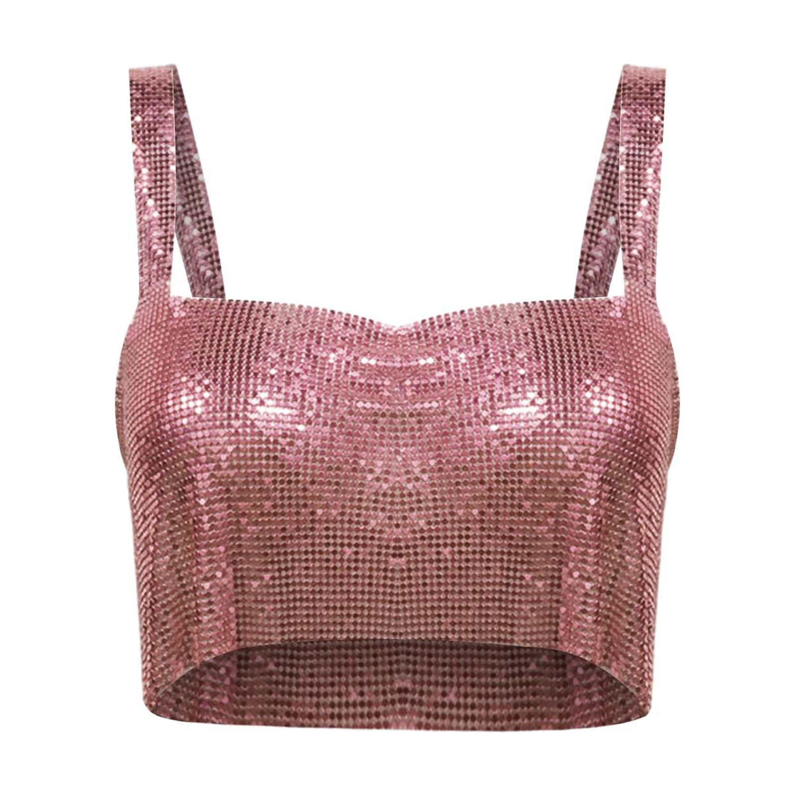 Tops For Raves Yigetop Sparkly Tops for Women Women Shiny Rhinestone Tank Top Crop Top ...