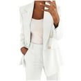 thumbnail image 1 of Yigetop Spring Blazer Women 2025 Women's Casual Solid Color Suit Jacket Lapel Keep Warm and Slim Loose Long Sleeve Fashion Cardigan Coat Blazer Dress for Women White 2XL, 1 of 6