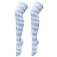 thumbnail image 1 of Yigetop Stockings Clearance, 1 Pair Christmas High Long Stockings for Womens Over Knee Socks Christmas Cosplay Party Costumes Socks Knee High Long Striped Stocking Socks Light Blue, 1 of 4
