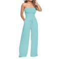 thumbnail image 1 of Yigetop Strapless Romper, Womens Rompers for Summer off Shoulder Wide Leg Jumpsuits Women Summer Casual Loose Sleeveless Beach Outfits Jumpsuits for Women Casual Sky Blue 3XL, 1 of 6