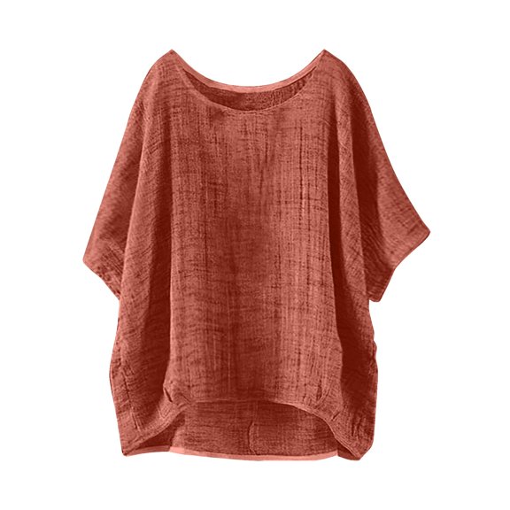 Yigetop Summer Blouses, Loose Button Shirt Top Stand Solid Color Sleeve Collar Casual Women's Shirt Women's Shirt Womens Summer Blouses Coffee 3XL