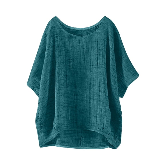 Yigetop Summer Blouses, Loose Button Shirt Top Stand Solid Color Sleeve Collar Casual Women's Shirt Women's Shirt Womens Summer Blouses Sky Blue 3XL