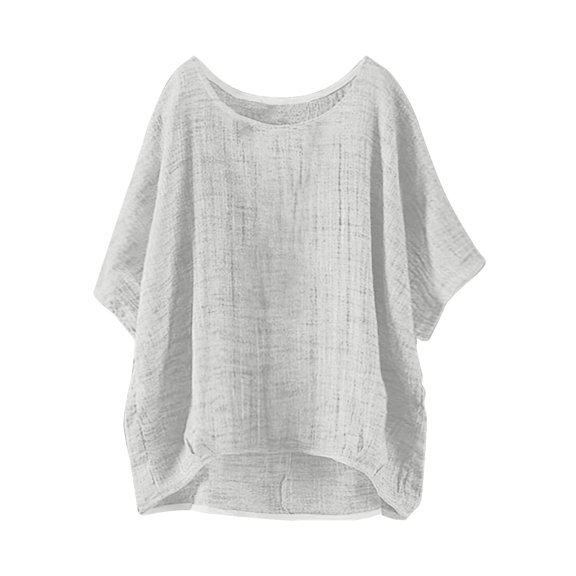 Yigetop Summer Blouses, Loose Button Shirt Top Stand Solid Color Sleeve Collar Casual Women's Shirt Women's Shirt Womens Summer Blouses White S